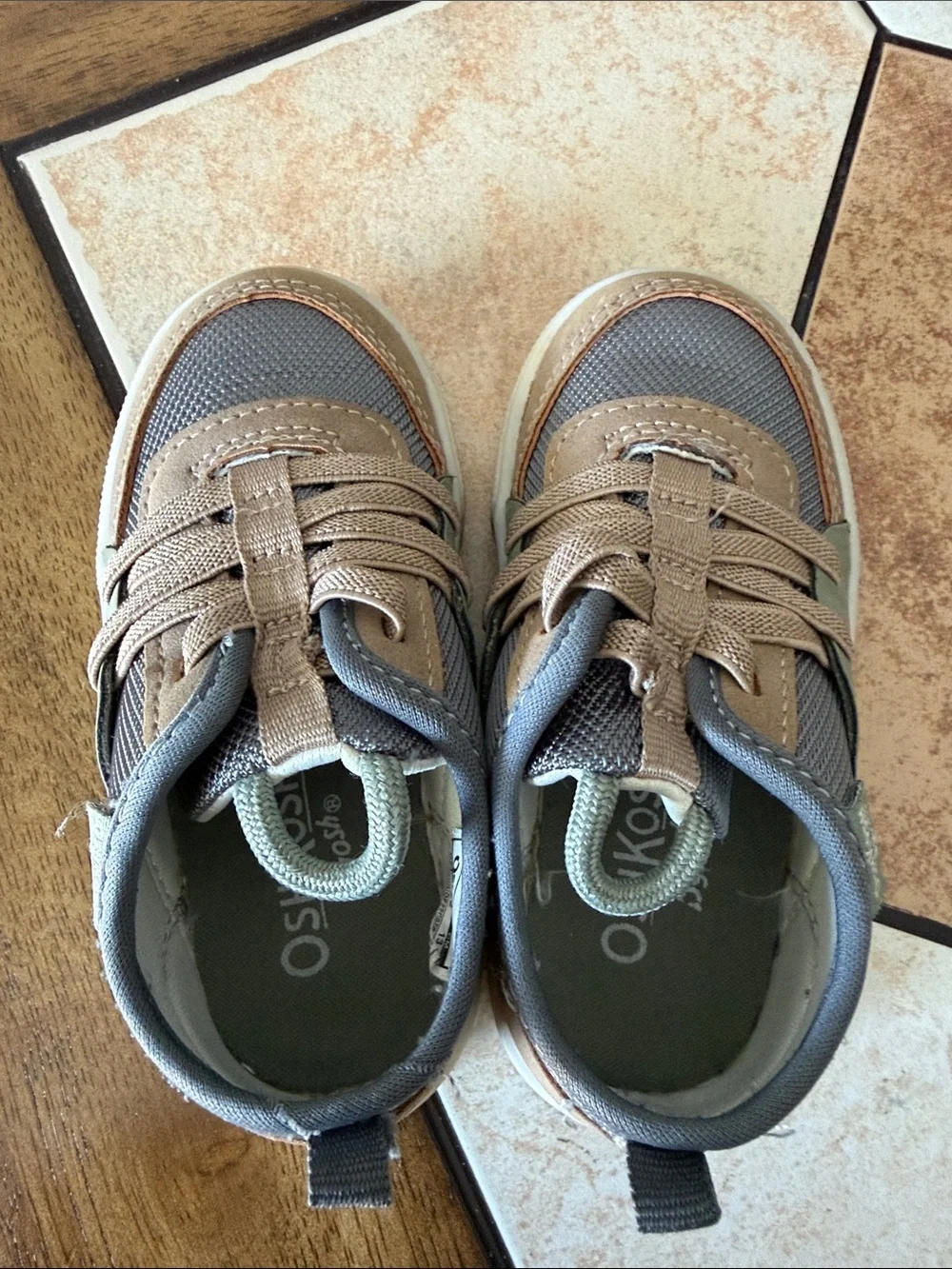 OshKosh B'gosh Kids' Green & Taupe Mesh Casual Sneakers